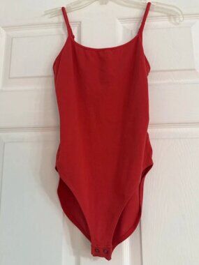 Express Best-Selling Strappy Bodysuit — Red, Size XS